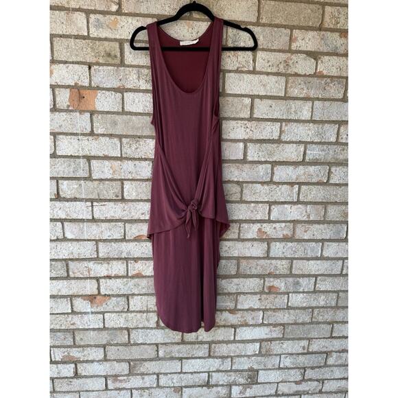 Lush Size Large Maroon Color Midi Sundress With Tie Front - Picture 1 of 7